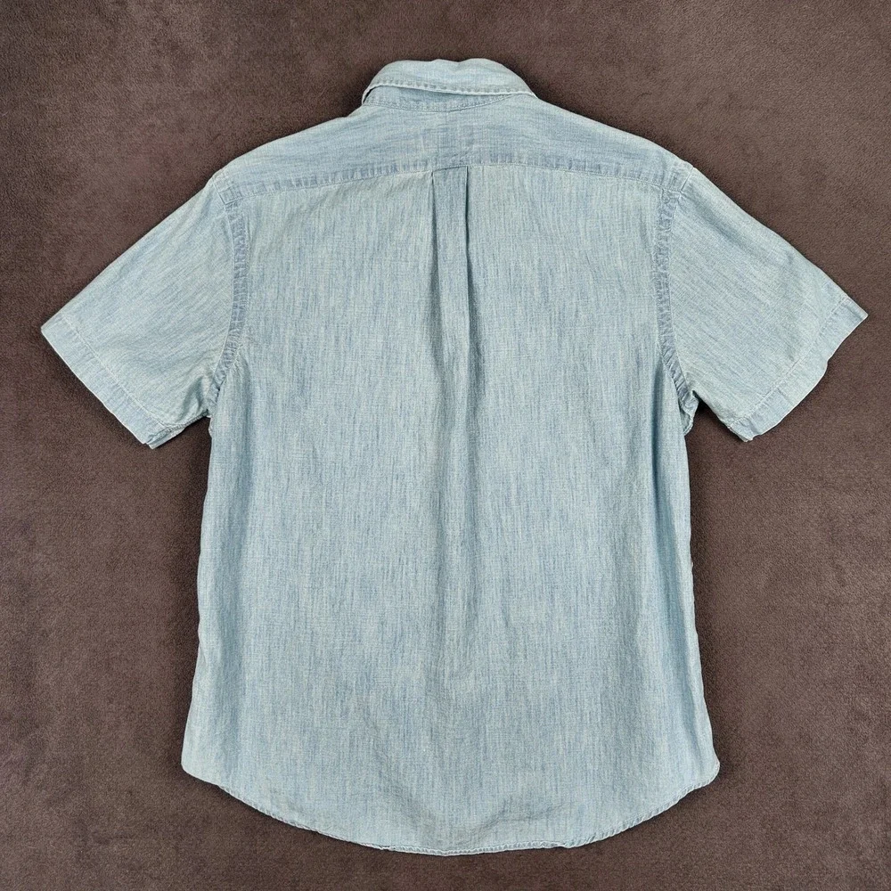 Polo Ralph Lauren Chambray Shirt Mens Large Light Blue Short Sleeve Button Up